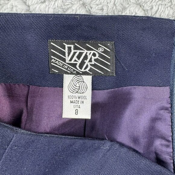 Liger Vintage Navy 100% Wool Skirt Size 8 Made In USA - above the‎ knee - Picture 5 of 5